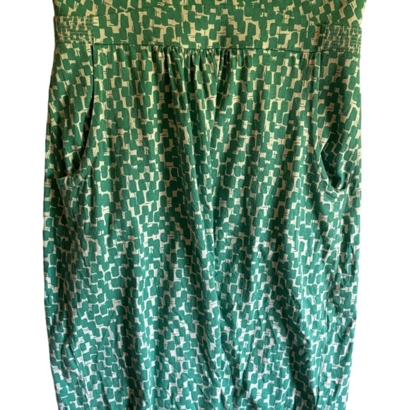Boden Green & White Sleeveless Dress Size 10 Round Neck Knee Length w/ Pockets - Picture 4 of 10
